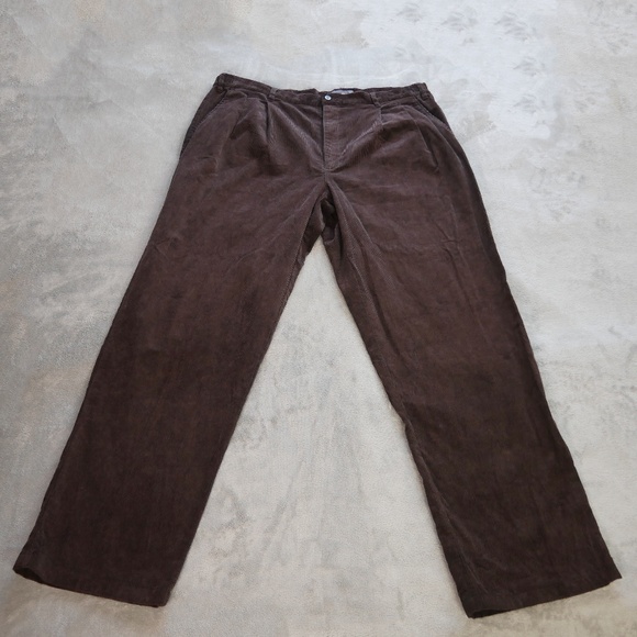 Eddie Bauer Mens Size 42 Tall Chocolate Brown Corduroy Straight Leg Pants - Picture 1 of 12